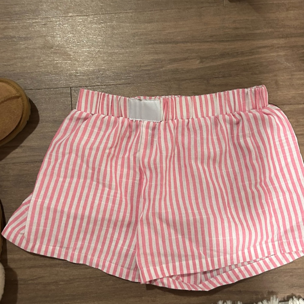 Pink and White Striped Shorts